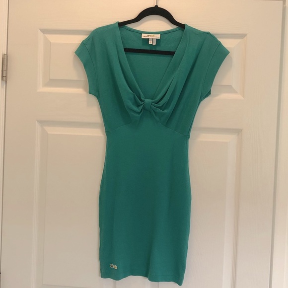 Lacoste Dresses & Skirts - NWOT green knit polo dress fitted with V neck